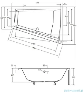 Besco 170x125 Intima Duo Lewa + Syfon #WAID-170-NL - Wanny - miniaturka - grafika 10