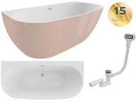Wanny - Polimat Wanna wolnostojąca przyścienna 170x80x60 cm ok. 210 l +stelaż oraz syfon, BIAŁA/PUDROWY RÓŻ POŁYSK 00446 - miniaturka - grafika 1