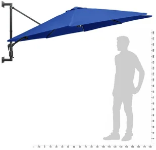 vidaXL Parasol ścienny na metalowym słupku, 300 cm, niebieski vidaXL - Parasole ogrodowe - miniaturka - grafika 9