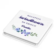 Lusterka do makijażu - Murrano Lusterko kwadratowe z grawerem najlepsza świadkowa LSTR-KW-026 - miniaturka - grafika 1