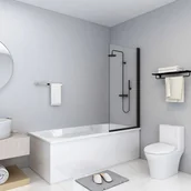 Parawany nawannowe - VidaXL Kabina prysznicowa, ESG, 68x130 cm, czarna 147192         VidaXL - miniaturka - grafika 1