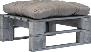 vidaXL Ogrodowe siedzisko z palet z szarą poduszką, szare drewno FSC vidaXL - Pozostałe meble ogrodowe - miniaturka - grafika 4