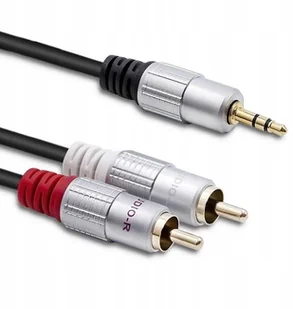 Qoltec Kabel Kup Przydasie Kabel 2xRCA Mini Jack 3.5mm | 1m | czarny 52339 - Kable - miniaturka - grafika 2