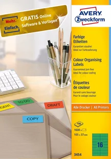 Avery Zweckform Etykiety kolorowe trwałe Zweckform zielone 105 x 37mm 100 ark./op. 3454 - Etykiety samoprzylepne i bloki etykiet - miniaturka - grafika 5
