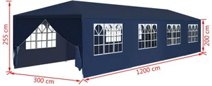 vidaXL Namiot ogrodowy, 3 x 12 m, niebieski - Altany ogrodowe - miniaturka - grafika 9