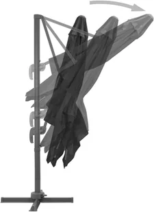 vidaXL Parasol wiszący z aluminiowym słupkiem 3x3 m czarny 47000 - Parasole ogrodowe - miniaturka - grafika 6