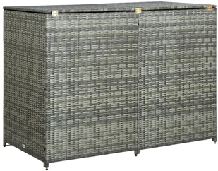 vidaXL Osłona na kosze rattan szara 148x77x111cm VidaXL 46463 - Kosze na śmieci - miniaturka - grafika 2