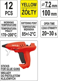 YATO KLEJ TERMOTOPLIWY UNIWERSALNY 7,2x100MM 12SZT ŻÓŁTY YT-82445 YT-82445 - Kleje i inne preparaty budowlane - miniaturka - grafika 3