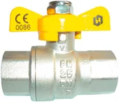 Zawory i kraniki - Invena OBI Zawór gazowy z motylkiem GW/GW 1/2" - miniaturka - grafika 1