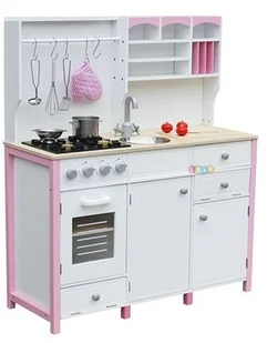 Import LEANToys Drewniana Kuchnia z Piekarnikiem i Akcesoriami 2635 - Zabawki AGD - miniaturka - grafika 4