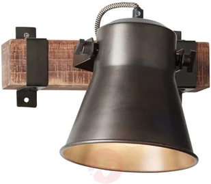 Brilliant Reflektor ścienny Plow, czarny/ciemne drewno - Lampy ścienne - miniaturka - grafika 4