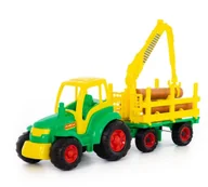 Samochody i pojazdy dla dzieci - POLESIE Mistrz", traktor z przyczep do przewozu duycy (w siatce) POL-8229 - miniaturka - grafika 1