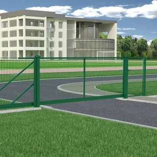 Brama przesuwna 2D 400 x 150 cm ocynkowana malowana z zamkiem lewa - Ogrodzenia - miniaturka - grafika 2