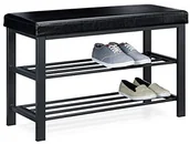 Szafki na buty - Relaxdays szafka na buty z miejscem do siedzenia, dwupoziomowa, otwarta, mieści 6-8 par butów, tapicerka ze sztucznej skóry, 49 x 81 x 32 cm (wys. x szer. x głęb.) 10020370_46 - miniaturka - grafika 1