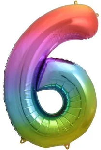 GoDan Balon foliowy cyfra 6 34" tęczowy HS-C34T6 - Balony i akcesoria - miniaturka - grafika 2