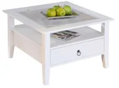 Stoły - Inter Link Links 20901510 stolik kawowy, stół do salonu, stół szklany, lita sosna, kolor biały 20901510 - miniaturka - grafika 1