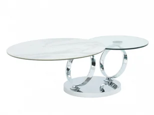 Vente-Unique Stolik kawowy z obrotowymi blatami JOLINE - Hartowane szkło i ceramika - Efekt marmuru - Kolor biały - Ławy i stoliki kawowe Vente-Unique Stolik kawowy z obrotowymi blatami JOLINE - Hartowane szkło i ceramika - Efekt marmuru - Kolor biały - Ławy i stoliki kawowe - miniaturka - grafika 1