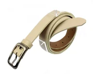 Paski - Pas-Max (PL) Pasek Skórzany Damski (PL) Skóra Licowa EXTRA Gładki 30 mm KREMOWY - miniaturka - grafika 1