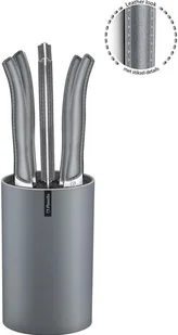 Amefa Lou Laguiole Zestaw noży do steków Jet z blokiem, 6 szt., szary skaj - Noże stołowe - miniaturka - grafika 4