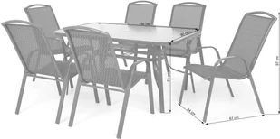 Home&Garden Meble ogrodowe metalowe Sevilla Atlanta Grey / Brown Triangles 6+1 159275 - Meble ogrodowe - miniaturka - grafika 8