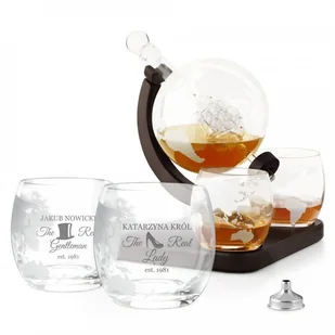 Murrano Zestaw do whisky karafka z grawerem GLOBUS 4 szklanki GLOB4S-024 - Karafki - miniaturka - grafika 2