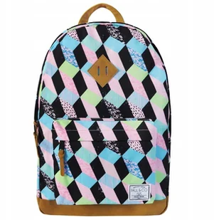 Plecak dwukomorowy pastelowy czarne Romby PAUL&CO - Torby na laptopy - miniaturka - grafika 3