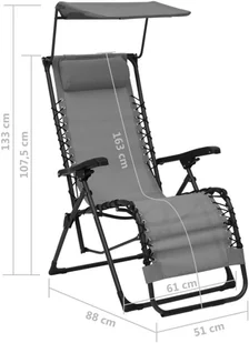 vidaXL Składane krzesło tarasowe, szare, tworzywo textilene 312466 - Leżaki ogrodowe - miniaturka - grafika 11