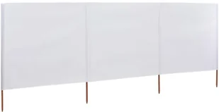 vidaXL Parawan 3-skrzydłowy z tkaniny, 400x80 cm, piaskowy biały vidaXL - Pawilony ogrodowe - miniaturka - grafika 3