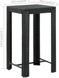 vidaXL 3-cz zestaw mebli barowych z poduszkami rattan PE czarny 3094778 - Pozostałe meble ogrodowe - miniaturka - grafika 10