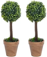 Sztuczne kwiaty - vidaXL Kule ze sztucznego bukszpanu w doniczce, 2 szt., zielone, 33 cm - miniaturka - grafika 1