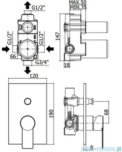 Paffoni Tango Bateria podtynkowa z przełącznikiem chrom TA015CR | - Baterie umywalkowe - miniaturka - grafika 2