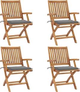 vidaXL Składane krzesła ogrodowe z poduszkami, 4 szt., drewno tekowe! 3072724 - Fotele i krzesła ogrodowe - miniaturka - grafika 2