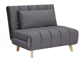 Fotele - Signal Fotel rozkładany z poduszką szary welur BILLY VELVET na drewnianych nogach - miniaturka - grafika 1