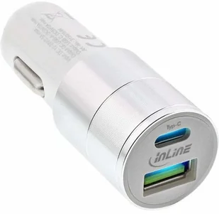 InLine Ładowarka Ładowarka samochodowa USB Ładowarka Quick Charge 3.0 12 24VDC &gt 5V DC 3A USB-A + USB Typu-C biała 31502W - Ładowarki samochodowe - miniaturka - grafika 2