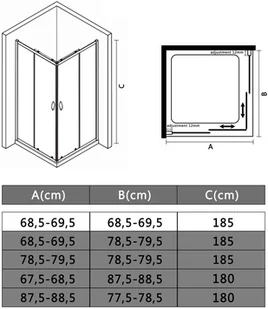vidaXL Lumarko Kabina prysznicowa, bezpieczne szkło, 70x70x185 cm 144633 - Kabiny prysznicowe - miniaturka - grafika 9