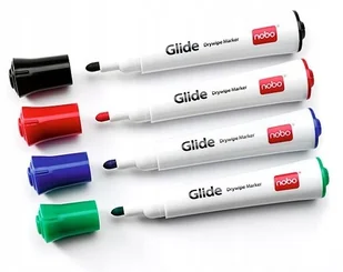 NOBO Marker do tablic Glide Drymarker okrągły 1-3 mm 4 szt mix kolorów - Markery do tablic - miniaturka - grafika 2