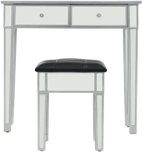 vidaXL Lustrzana toaletka ze stołkiem, MDF i szkło - Toaletki - miniaturka - grafika 2