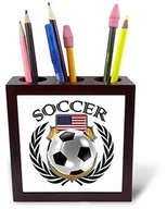 Pojemniki biurowe - 3dRose 3dRose ph_239682_1 15 cm"USA piłka nożna z herbem wachlarza" uchwyt na długopis do płytek ph_239682_1 - miniaturka - grafika 1