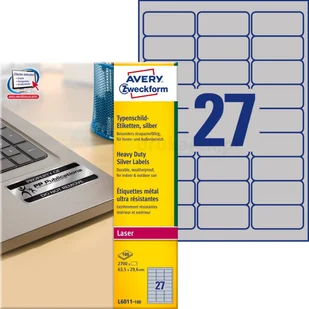 Avery Zweckform Etykiety znamionowe srebrne Zweckform; A4, 100 ark./op., 63,5 x 29,6 mm, poliestrowe - Etykiety samoprzylepne i bloki etykiet - miniaturka - grafika 2