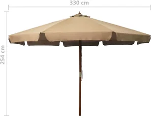 vidaXL Parasol ogrodowy na drewnianym słupku 330 cm taupe 47215 - Parasole ogrodowe - miniaturka - grafika 6