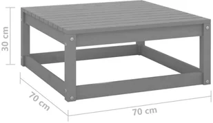 vidaXL Podnóżek ogrodowy z poduszką, szary, lite drewno sosnowe - Komplety wypoczynkowe - miniaturka - grafika 8