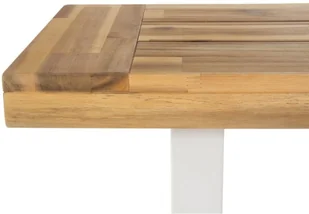 Beliani Ławka drewniana biała/brązowa SCANIA - Ławki ogrodowe - miniaturka - grafika 3