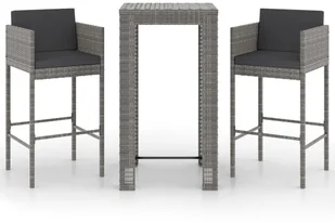 vidaXL 3-cz zestaw mebli barowych z poduszkami rattan PE szary 3094779 - Pozostałe meble ogrodowe - miniaturka - grafika 3