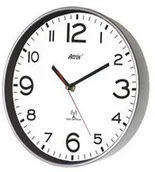 Zegary - Atrix Zegar srebrny sterowany radiowo 25cm ATE2303SSRC - miniaturka - grafika 1
