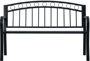 vidaXL Ławka ogrodowa, 125 cm, czarna, stalowa - Ławki ogrodowe - miniaturka - grafika 2