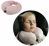 Akcesoria do fotelików - ROLLERSY Poduszka podróżna dla niemowląt/podpórka pod kark/zagłówek zamocowany magnesami, 2-6 lat, kolor: różowy - miniaturka - grafika 1