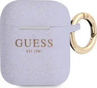 Akcesoria do słuchawek - Guess Guess GUA2SGGEU AirPods cover purpurowy/purple Silicone Glitter GUE1089PRP - miniaturka - grafika 1