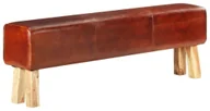Ławki do przedpokoju - VidaXL Lumarko Kozioł gimnastyczny, 160 cm, brązowy, skóra i drewno mango 320607 VidaXL - miniaturka - grafika 1