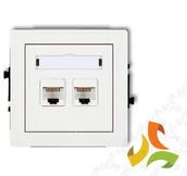 Gniazdka elektryczne - Karlik DECO Mechanizm gniazda komputerowego 2 podwójnego 2xRJ45 kat. 5e 8-stykowy biały mat 25DGK-2 25DGK-2/KRL - miniaturka - grafika 1