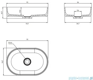 Omnires Ovo M+ umywalka nablatowa 55x36 cm biały mat OVOUNBM | - Umywalki - miniaturka - grafika 2